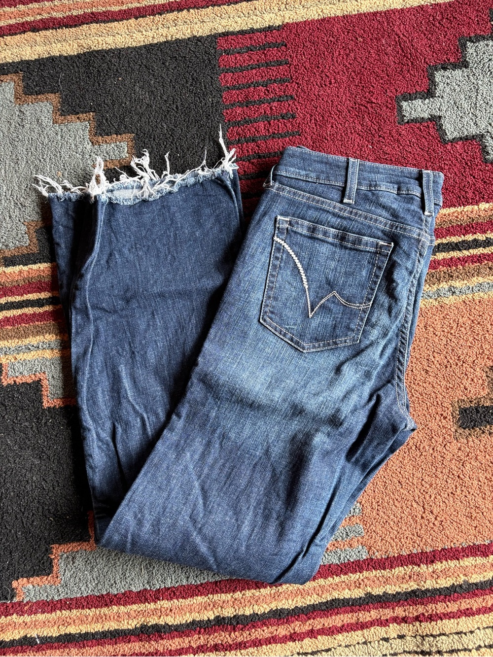 Ariat Women's Distressed Hem Blue Denim Jeans